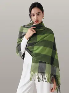 JC Collection Women Green & Grey Checked Scarf