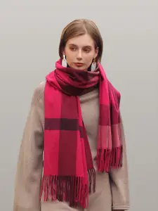 JC Collection Women Rose & Pink Checked Scarf