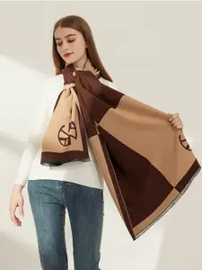 JC Collection Women Coffee Brown & Brown Colourblocked Scarf