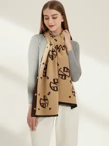 JC Collection Women Coffee Brown & Beige Printed Scarf