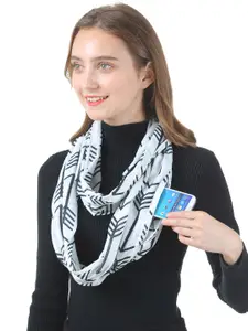 JC Collection Women White & Blue Printed Scarf