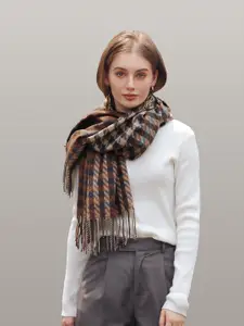 JC Collection Women Brown & Black Checked Scarf