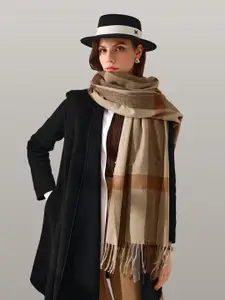 JC Collection Women Brown & Beige Checked Scarf