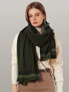 JC Collection Women Green & Black Checked Scarf