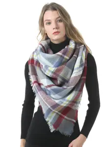 JC Collection Women Red & Grey Checked Scarf