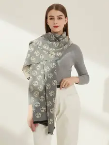JC Collection Women Grey & Cream-Coloured Printed Scarf