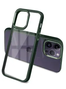 Karwan Transparent & Green iPhone14PRO Phone Back Case With Metal Lens