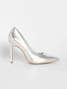 Boohoo Silver-Toned Party Pumps