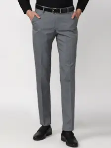 Peter England Men Grey Slim Fit Trousers