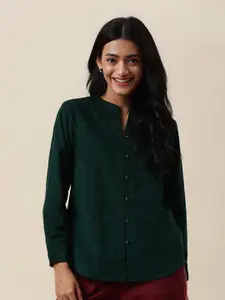 Fabindia Women Green Cotton Casual Shirt