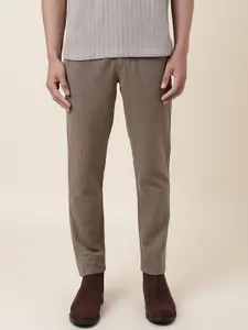 Fabindia Men Beige Textured Cotton Casual Regular Trousers