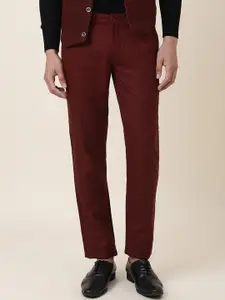 Fabindia Men Burgundy Casual Regular Trousers