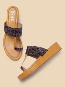 Taavi Women Printed Ethnic Wedge T-Strap & One Toe Style Sandals