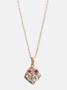 Tipsyfly Gold-Toned & Red Brass Gold-Plated Necklace