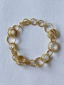 Tipsyfly Women Gold-Plated Gold-Toned Brass Link Bracelet