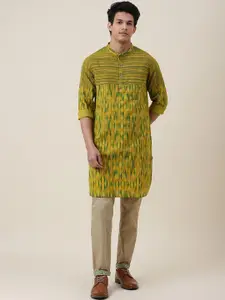 Fabindia FabBasic Men Yellow Printed Cotton Kurta