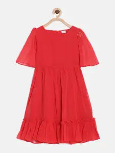 Aomi Girls Red Georgette Dress