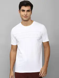 Louis Philippe Men White Typography Printed Slim Fit T-shirt