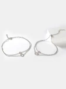 SHAYA 925 Sterling Silver White CZ Studded Anklets