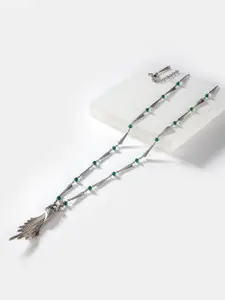 SHAYA Silver-Toned & Green Sterling Silver Necklace