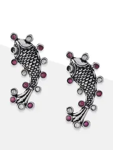 Tipsyfly Grey Melange Silver Plated Contemporary Studs Earrings
