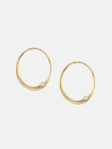 Tipsyfly Gold-Plated Pearls Circular Hoop Earrings