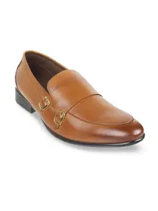 Metro Men Tan Formal Slip-On Shoes