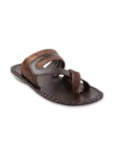 Mochi Men Brown Leather Comfort Sandals
