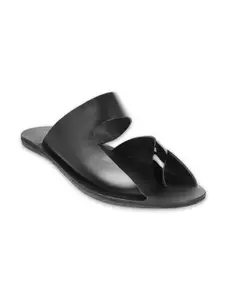 Mochi Men Black Leather Comfort Sandals
