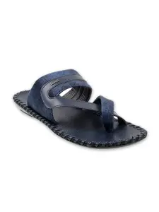 Mochi Men Blue Leather Comfort Sandals