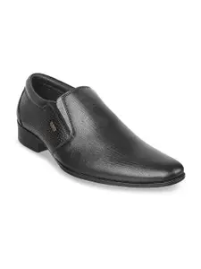 Mochi Men Black Leather Formal Slip-on Shoes