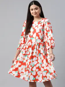 plusS Floral Printed A-Line Dress