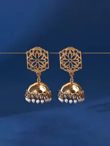 Accessorize Women Gold-Toned Dome Shaped Jhumkas Earrings