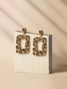 Accessorize Black & Gold-Toned Square Drop Earrings