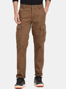 t-base Men Brown Cargos Cotton Trousers