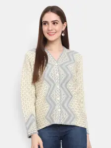 V-Mart Women Cream-Coloured Printed Sweatshirt