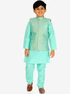 Pro-Ethic STYLE DEVELOPER Boys Green Kurta with Pyjamas & Nehru Jacket
