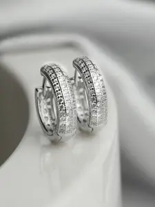 Zavya Silver-Toned Circular Hoop Earrings