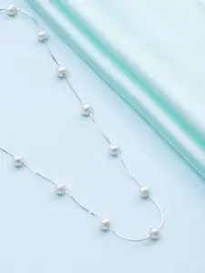 Zavya Silver-Toned & White Rhodium-Plated Necklace
