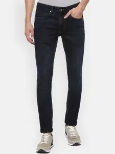 Louis Philippe Jeans Men Navy Blue Cotton Slim Fit Jeans