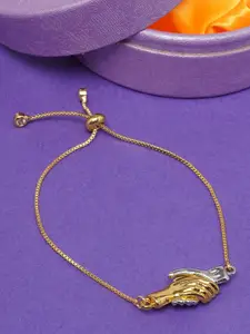 DIVA WALK Women Gold-Toned & Silver-Toned Brass Gold-Plated Link Bracelet