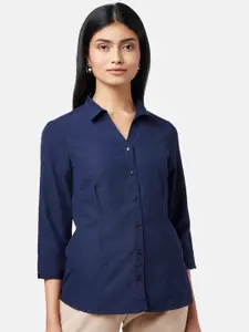 Annabelle by Pantaloons Women Navy Blue Formal Shirt