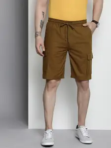 The Indian Garage Co Men Linen Cotton Slim Fit Cargo Shorts