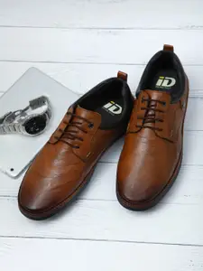 ID Men Tan Brown Leather Formal Derbys