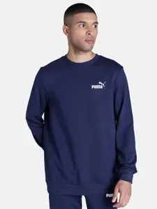 Puma Men Navy Blue Essentials Logo Regular Fit Cotton Sweatshirt