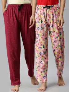 Kryptic Women Pack Of 2 Printed Cotton Lounge Pants
