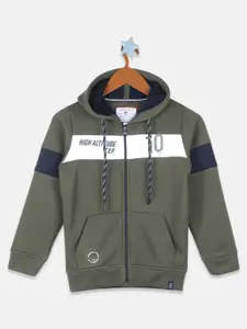 Monte Carlo Boys Olive Green Printed Sweatshirt