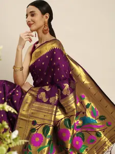 Royal Rajgharana Saree Paisley Zari Silk Blend Paithani Sarees