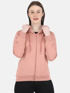 Monte Carlo Women Peach-Coloured Hooded Cotton Sweatshirt