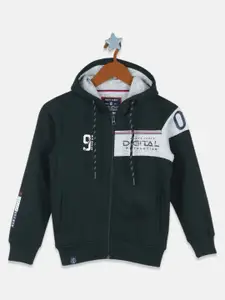 Monte Carlo Boys Green Printed Hooded Cotton Sweatshirt